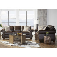 Leinster Faux Leather Upholstered Nailhead Sofa And Loveseat Set by Darby Home Co