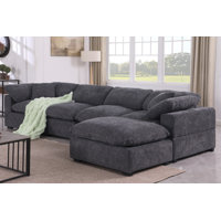 Amiyiah Upholstered L-shaped Couch With Ottoman Sectional by Latitude Run