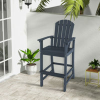 Beachcrest Home™ Outdoor Hdpe Bar Height Stool Patio Tall Chair Armrest Footrest All Weather by Beachcrest Home