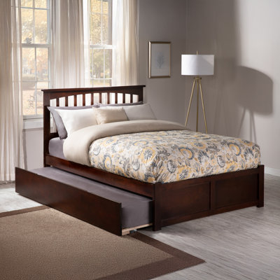 Huntsville Solid Wood Platform Bed with Footboard & Full Roll Out Trundle by Harper Orchard