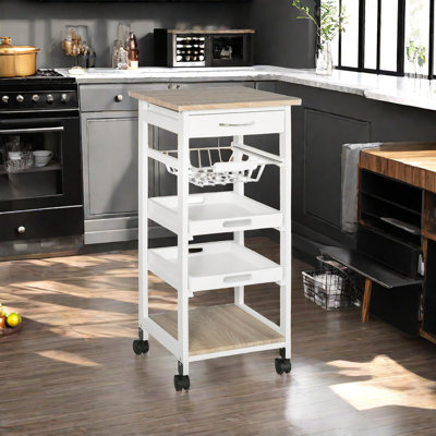 Cleodis Rolling Kitchen Cart with Solid Wood Top by Gracie Oaks