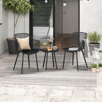 George Oliver 3 Piece Patio Bistro Set All Weather Heavy Duty Table And Chairs Set Of 2 by George Oliver