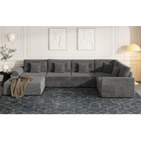 Kaneki 6 - Piece Slipcovered Corduroy Sectional Sofa Sleeper Couch by Latitude Run