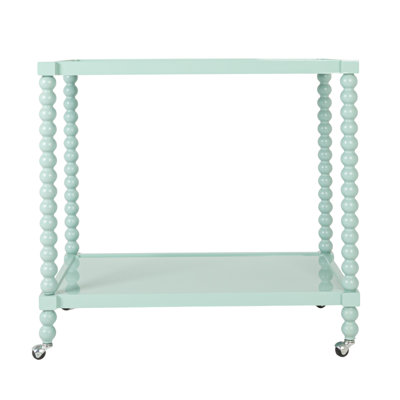 Foskey Rubberwood 2-Tier Bar Cart On Wheels by Bungalow Rose