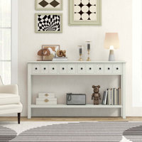 Lark Manorâ„¢ 60" Console Table Retro Entryway Sofa Table With 4 Drawers & Open Shelf Hallway White by Lark Manor
