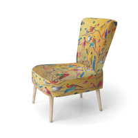 Multi-Color Bird On Tree - Upholstered Farmhouse Accent Side Chair by Red Barrel Studio