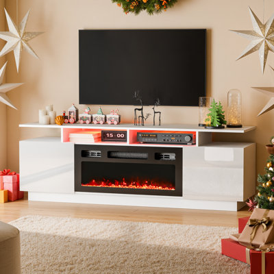 Kymberlyn High Gloss Fireplace TV Stand For 75" TV with Charging Station by Wrought Studio