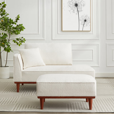 Finken Upholstered Chaise Lounge and Stool by Ebern Designs