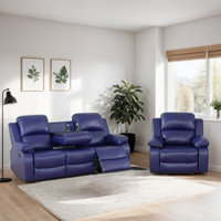 Abdullah 2 - Piece Vegan Leather Manual Reclining Living Room Sofa Set with Drop-down Table by Latitude Run
