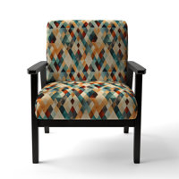 Natural Tones Green And Beige Mosaic - Upholstered Modern & Contemporary Accent Arm Chair