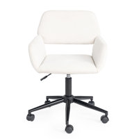 Reneka Home Office Chair, Mid Back Fabric Upholstered Vanity Desk Chairs with Rolling Wheels, Adjustable Study Chair Task Chair for Living Room, Bedro by Ebern Designs