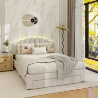 Teddy Fleece Queen Size Upholstered Platform Bed With Drawer