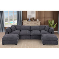 Wilroy 6-piece Comfy U-shaped Sofa Couch Reversible Chaise Sectional by Latitude Run