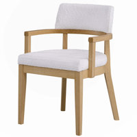 Modern White Upholstered And Oak Finish Side Chair (Set-2) by Corrigan Studio