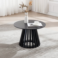 Rilma Solid Wood Base Single Coffee Table, Round Coffee Table for Living Room by Ebern Designs