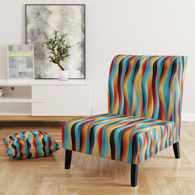 Popart Striped Rainbow Rhythm II - Upholstered Modern & Contemporary Accent Slipper Chair by Orren Ellis