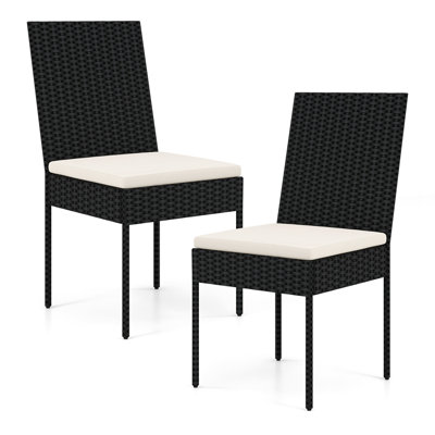 Ebern Designs Pe Wicker Patio Chairs Set Of 2 Outdoor Dining Chairs With Cushions by Ebern Designs