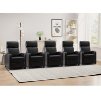 25.6" Wide Modern Soft Breathable Faux Leather Massage Home Theater Individual Seat with Remote Control by Ebern Designs