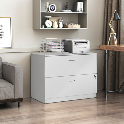 Alviso 30-Inch Wooden Lateral File Cabinet with Two Spacious Drawers, One Lockable - Suitable for Home Office, Offering Ample Space for Documents, Sup by Latitude Run