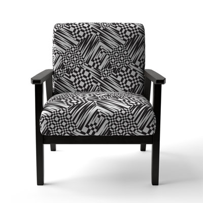 Black And White Geometric - Upholstered Patterned Accent Arm Chair by Orren Ellis