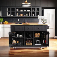 Braidon Rolling Kitchen Cart with Manufactured Wood Top by Lark Manor