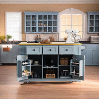 Braidon Rolling Kitchen Cart with Manufactured Wood Top by Lark Manor