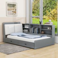 Ruthia Twin 2 Drawers Upholstered Platform bed with Headboard and Shelves by Latitude Run