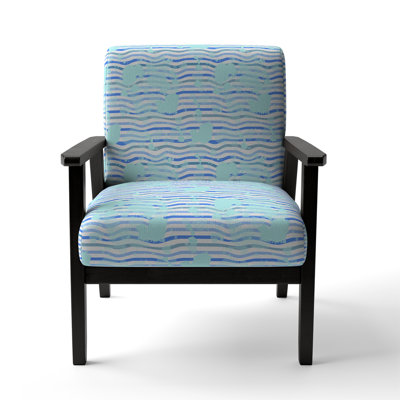 Green And Blue Striped Pattern - Upholstered Patterned Accent Arm Chair by Orren Ellis