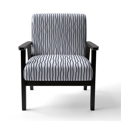 Black And White Striped Pattern - Upholstered Patterned Accent Arm Chair by Orren Ellis