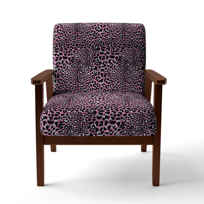 Pink And Black Leopard - Upholstered Cabin & Lodge Accent Arm Chair by George Oliver
