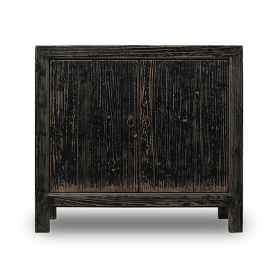 Two Doors Cabient Distressed Black 39x18x35H by Rosalind Wheeler