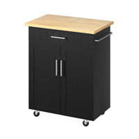 Kitchen Island Cart With Storage,Rolling Side Table On Wheels With Large Worktop, Cabinet,Towel Rack And Drawers For Kitchen,Dinning Room by Ebern Designs