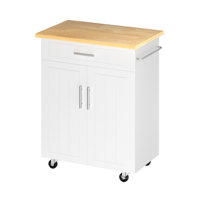 Kitchen Island Cart With Storage,Rolling Side Table On Wheels With Large Worktop, Cabinet,Towel Rack And Drawers For Kitchen,Dinning Room by Ebern Designs
