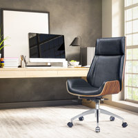 Genuine Leather Ergonomic Office Chair Executive Swivel Chair,17.32"-20.07" height adjustment by Corrigan Studio