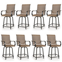 All-Weather PVC-Coated Polyester Swivel Patio Bar Height Stools by Lark Manor