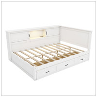 Sonas Partially Enclosed Corner Daybed With Bookcase Reading Light, USB Port, 3 Underbed Storage Drawers by Latitude Run