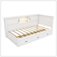 Sonas Partially Enclosed Corner Daybed With Bookcase Reading Light, USB Port, 3 Underbed Storage Drawers by Latitude Run