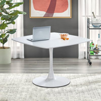 Rivkah Classic Minimalist Dining Table with Wooden Tabletop and Metal Base by Ebern Designs