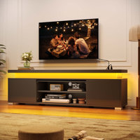 Entertainment Center for TVs up to 65", Modern TV Stand with RGB LED Lights, Storage & 4 AC Outlets by Wrought Studio