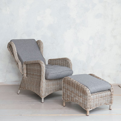 Elyza Wicker And Aluminum Accent Chair With Ottoman by Bayou Breeze