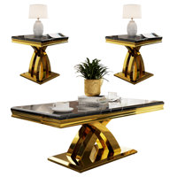 Malathi 3 - Piece Luxury Gold Coffee Table and End Table Set by Everly Quinn