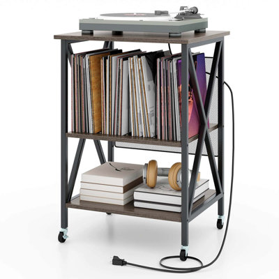Costway Record Player Stand Vinyl Record Storage Table Holds Up To 120 Vinyl Records by 17 Stories