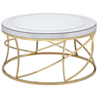 Adalbert Round Mirror Top Stainless Steel Coffee Table Gold by Mercer41