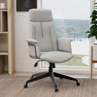 Philander Leather Office Chair – Executive Desk & Conference Seating with Adjustable Height, Lumbar Support, Swivel Base & Fixed Arms