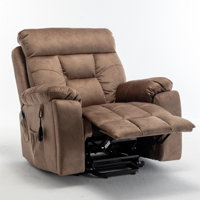 Large Electric Massage Recliner With Heat, Velvet Lift Recliner Chair For Elderly Oversize with Hidden Cup Holder