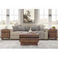 Aadam 3 Pieces Living Room Table Set, Modern Coffee Table With Tempered Glass Top, Modern End Table With 1 Drawer & 1 Storage Cabinet For Living Room by Latitude Run