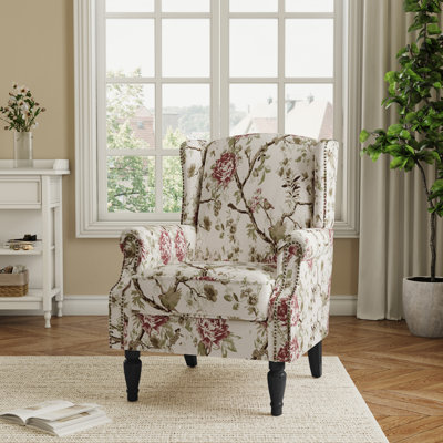Duward Upholstered Wingback Accent Chair with Nailhead Trim by Charlton Home