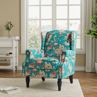 Duward Upholstered Wingback Accent Chair with Nailhead Trim by Charlton Home