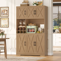 Hempel 70.9" Kitchen Pantry With Removable Wine Rack, Wood Storage Pantry Cabinet Microwave Shelf by Gracie Oaks