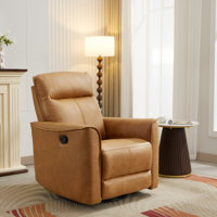 Tayani 31.5" Wide Modern Comfortable Upholstered Swivel And Rocker Manual Recliner by Hokku Designs